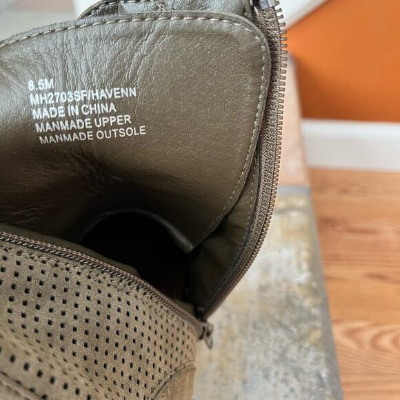 MIA Havenn Kashton Lace Up Combat Boots Size 8.5 Olive Green Perforated Side Zip - Picture 9 of 12